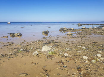 Scenic view of sea against clear sky