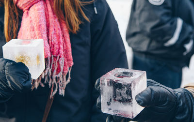 Close-up of man holding ice cream