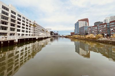 Reflection of buildings in water