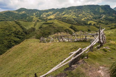 Scenic view of field against mountains