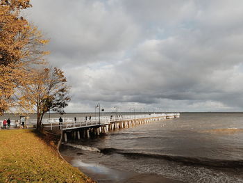 View of sea against cloudy sky