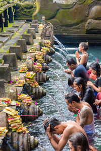 High angle view of people enjoying at water