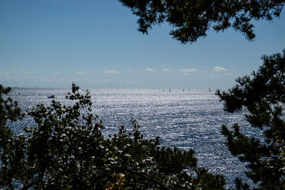 Scenic view of calm sea against cloudy sky