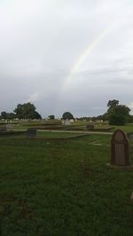 Scenic view of field against cloudy sky