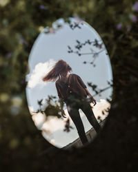 Close-up rear view of woman