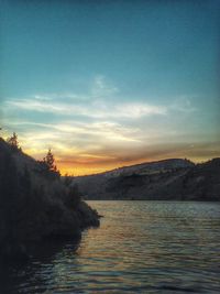 Scenic view of sea during sunset