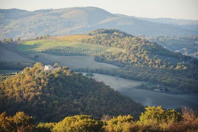 High angle view of river amidst landscape