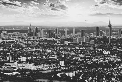 Cityscape against clear sky