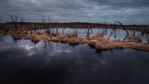 Scenic view of lake against sky