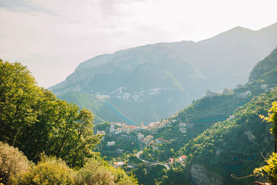 Scenic view of mountains against sky