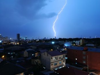 Lightning in sky at night