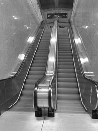 High angle view of escalator in subway station