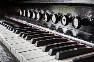 Close-up of piano keys