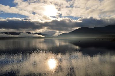 Scenic view of lake against sky