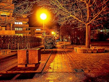 Illuminated building at night