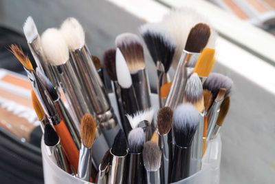 Make up brushes close up shot