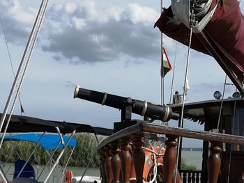 Low angle view of sailboat against sky