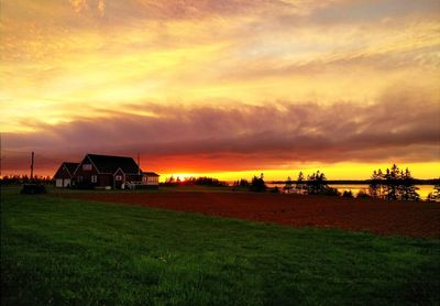 Scenic view of landscape at sunset