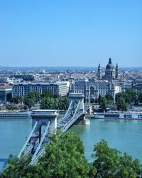 High angle view of bridge over river