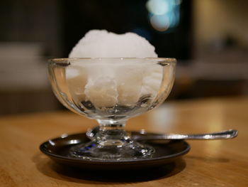 Close-up of drink in glass on table
