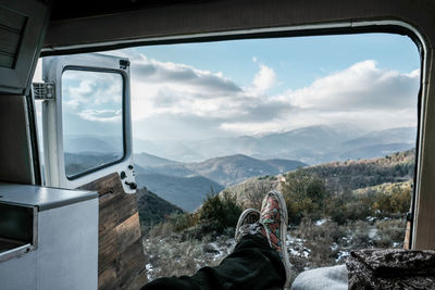 Low section of man in van