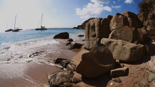 Boats sailing in sea