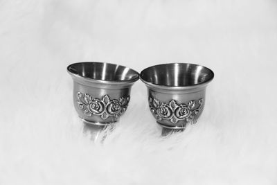 Close-up of glasses on table