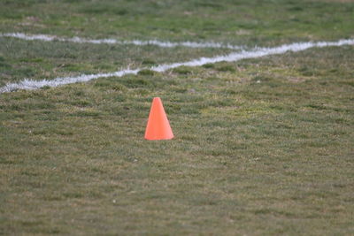 High angle view of american flag on field