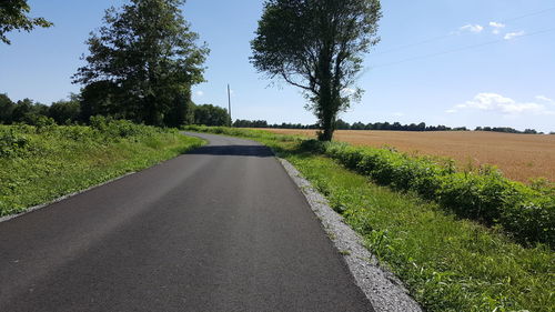 Road amidst field against sky