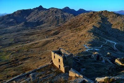Scenic view of mountain range against sky