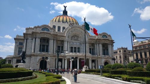 Facade of historic building against sky