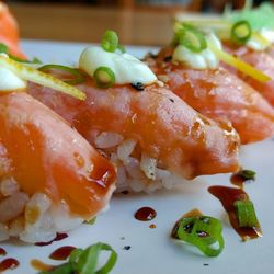 Close-up of sashimi in plate