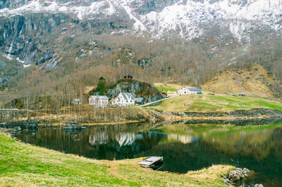 Reflection of trees in lake