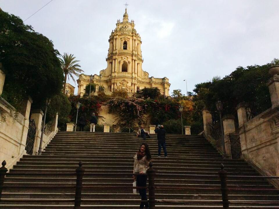 architecture, building exterior, built structure, religion, place of worship, church, spirituality, sky, steps, low angle view, tree, walking, the way forward, lifestyles, men, person, tower