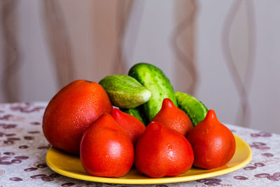 Close-up of strawberries on table