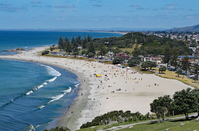 High angle view of beach against sky