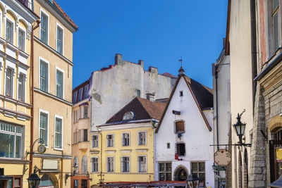 Street with historical houses in tallinn old town, estonia