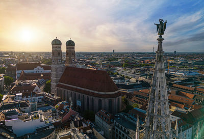 High angle view of townscape against sky