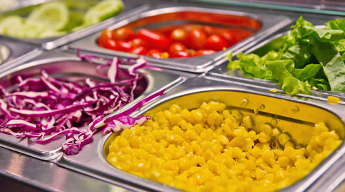 High angle view of vegetables in container