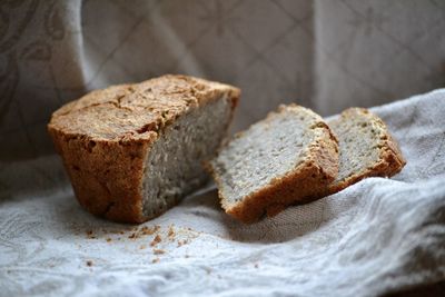 Close-up of buckwheat bread on table