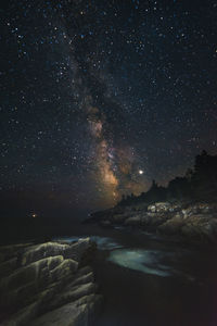 Scenic view of sea against sky at night