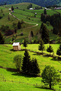 High angle view of rural landscape