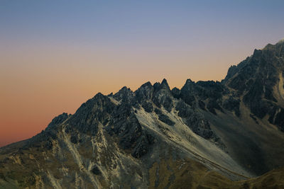 Scenic view of mountains against clear sky