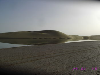 Scenic view of beach against clear sky