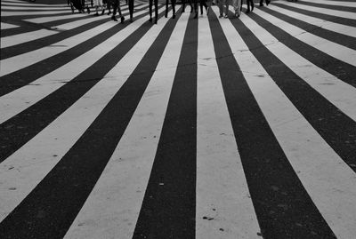 High angle view of zebra crossing on road