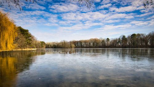 Scenic view of lake against sky