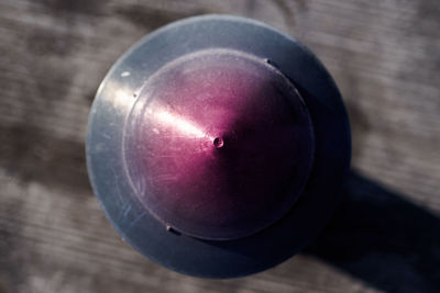 High angle view of drink in glass on table