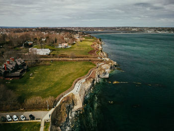 High angle view of beach against sky