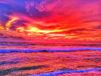 Scenic view of dramatic sky over sea