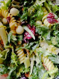 High angle view of chopped vegetables